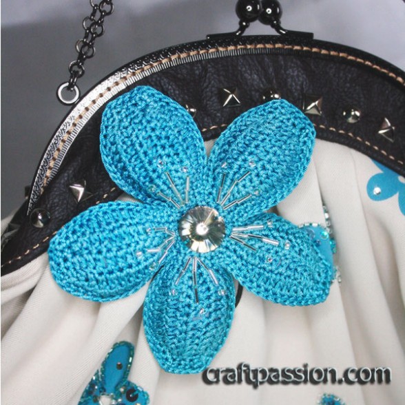 Blue Crochet Flower