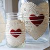 Doilies & Hearts Tied on Jars with Strings Tutorial DIY