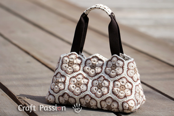 crochet african flower purse
