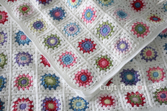Sunburst Granny Square Blanket Crochet Pattern