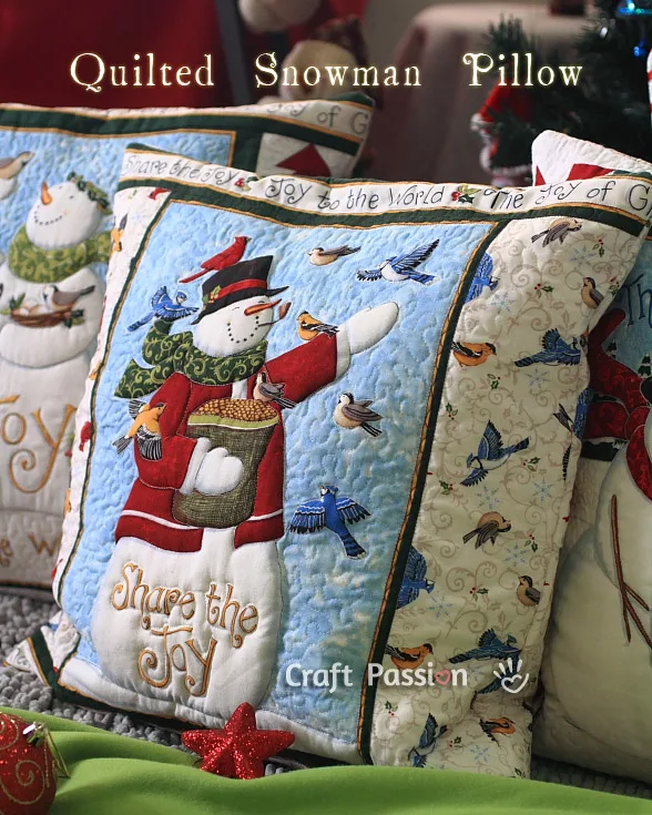 snowman quilted pillow