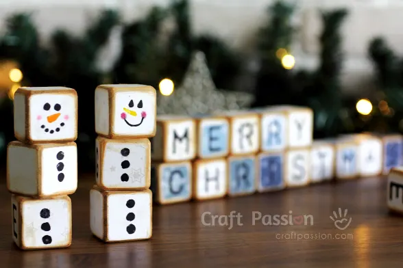 merry christmas letter cubes