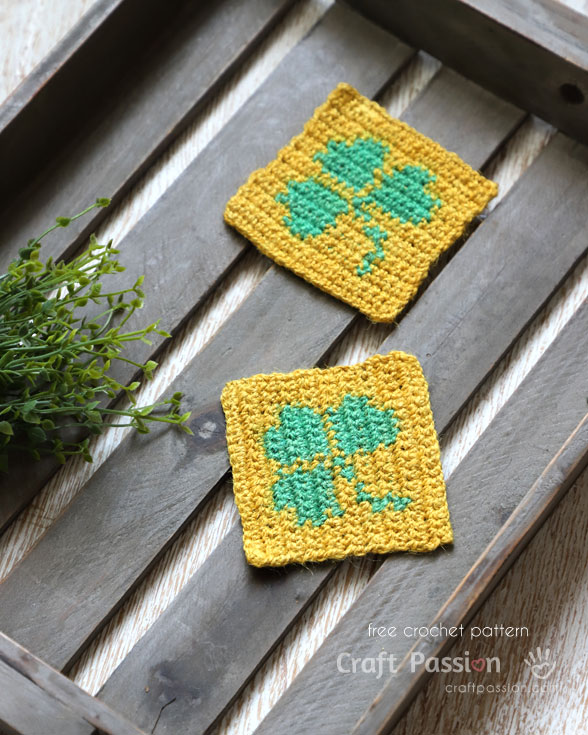 crochet shamrock coasters pattern