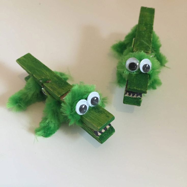 Take a look at these fuzzy crocodiles. Get out some old wooden clothespins, green pipe cleaners, and glue on a pair of googly eyes and you'll have your very own snappy friends. Be careful, they bite!