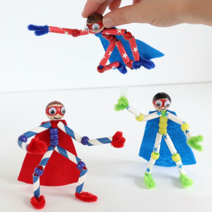 Unleash your inner superhero with a pipe cleaner figurine inspired by your favorite comic book characters. String paper straws and beads over pipe cleaners, and add a felt cape to complete your heroic figurine.