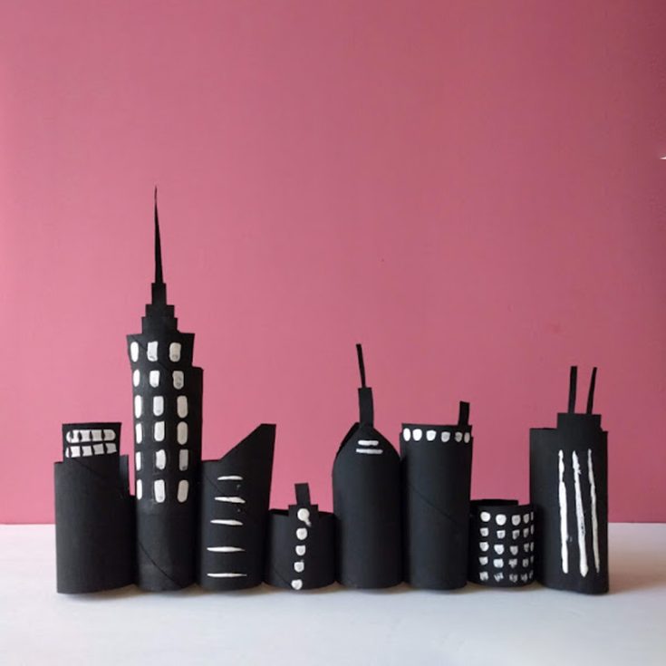 Children will love building their own cityscape with this cardboard tube skyline craft! Cut cardboard tubes into different heights and sizes, then paint them in black to represent skyscrapers. Encourage them to model their skyline after their favorite cityscapes.