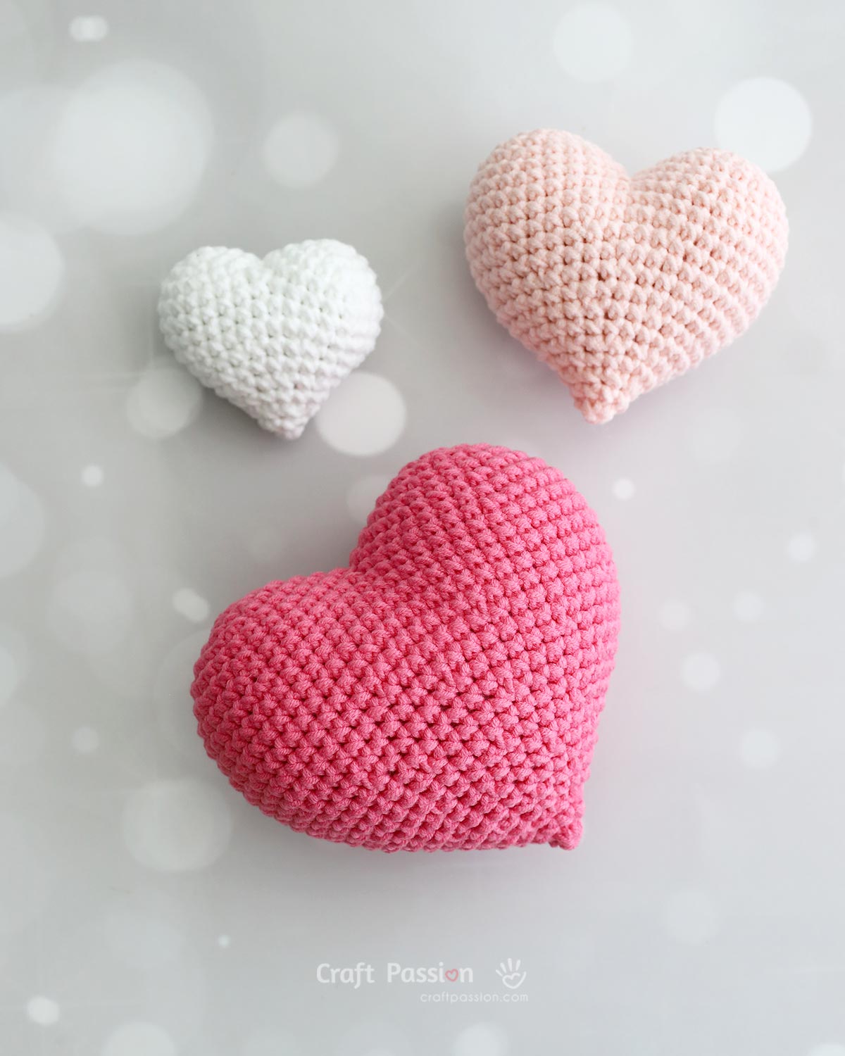 amigurumi hearts crochet pattern Puffy heart amigurumi crochet pattern in 3 sizes