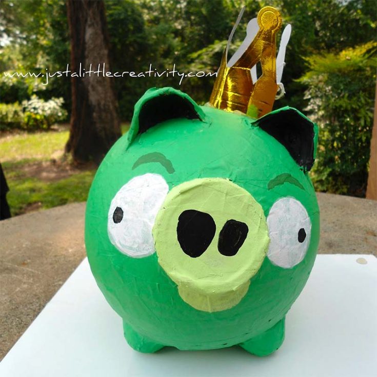 Let's have some Angry Birds fun by making a King Pig out of paper mache.