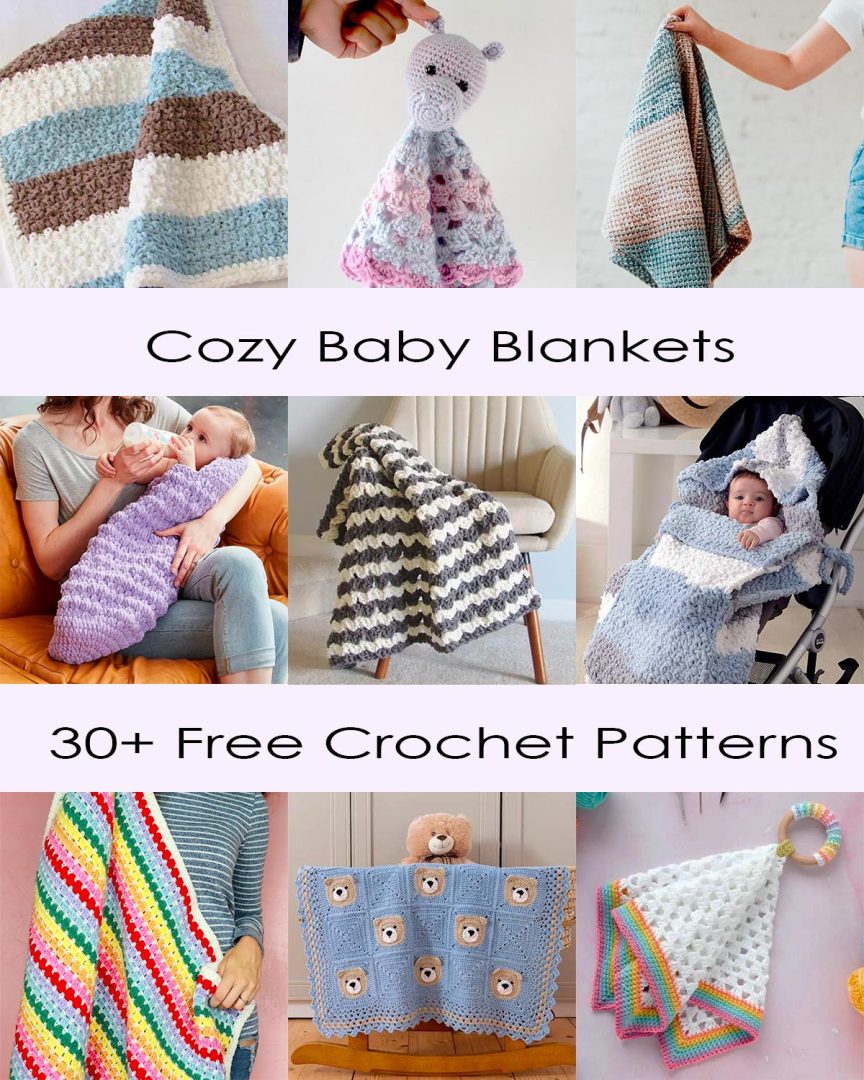 30+ Free Crochet Baby Blanket Patterns with Yarn Suggestions