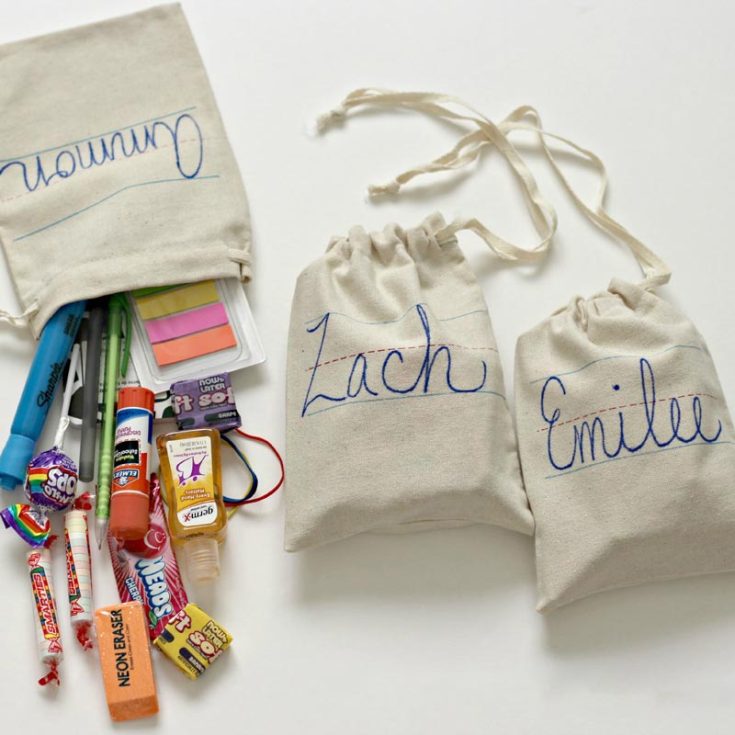Kick off the school year with Back to School gift bags for your kids with their names on them! Fill them with essentials like pencils, erasers, stickers, and a notepad to get them excited for class. Don&rsquo;t forget to add the free printable note of encouragement!