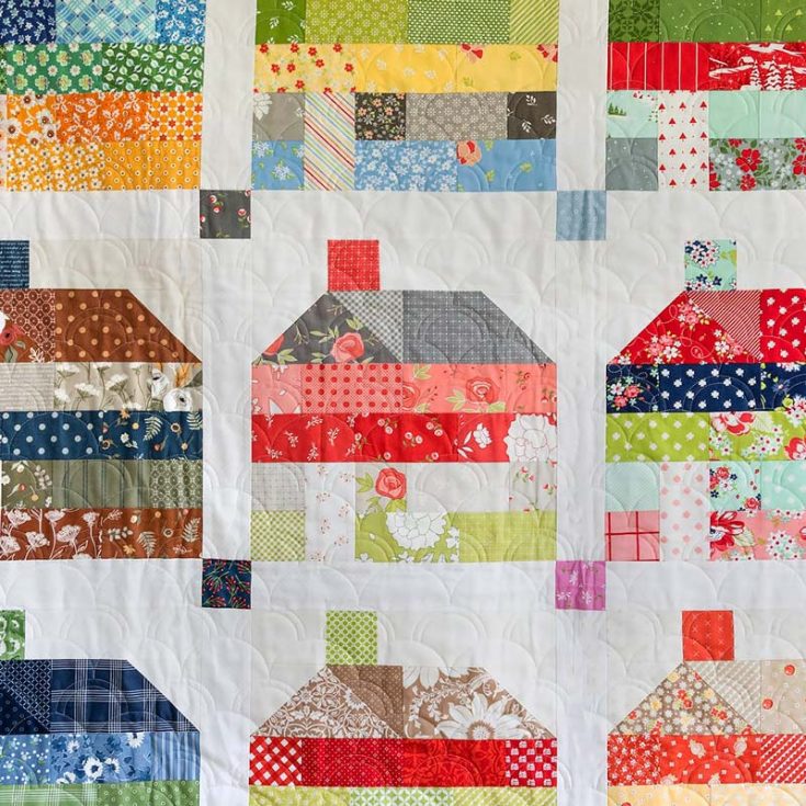 Build a house with this fantastic scrappy quilt project! Rather than a conventional design, this pattern offers a fun twist to a scrappy look. It's perfect for cabin getaways as you cozy up by the fireplace and measures approximately 96.5" x 102.5".&nbsp;