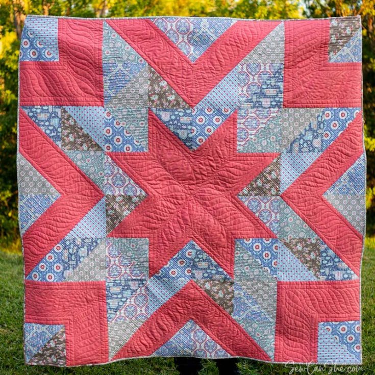 This giant star quilt design from Sew Can She is a beautiful, straightforward project that is excellent for novice and experienced quilters. With its bold, oversized star design, this free pattern guides you through creating a chic quilt that will become a cherished piece. Made with the shortcut method for sewing two half-square triangles (HSTs) at a time, this pattern yields a 64&rdquo; x 64&rdquo; throw quilt.