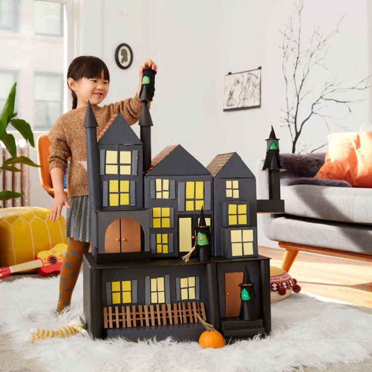 Has your toddler always wanted a dollhouse? Well, this is your opportunity to make their dreams come true! Follow this tutorial to make this fabulous Haunted House sturdy and perfect for playtime. Not to mention, it is ideal for upcycling household materials.