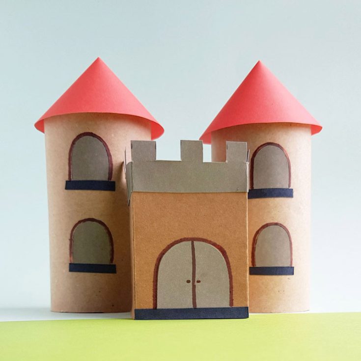 Stack and glue cardboard tubes of different lengths and sizes together to form a majestic castle. Add shimmering glitter, sparkly sequins, and snowflake embellishments.