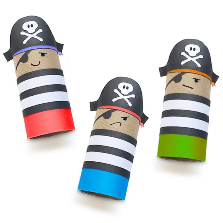 Set sail on a swashbuckling adventure with these cardboard roll pirates! Paint the rolls in pirate colors like black, red, and white, then draw on details like eye patches and bandanas with markers. Arr, matey!