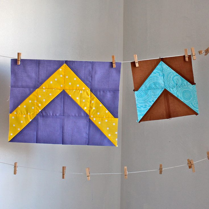 This Chevron block pattern could be patched together to produce lines of zig-zags running across your quilt work! This blog includes instructions for a four-patch and a twelve-patch block.