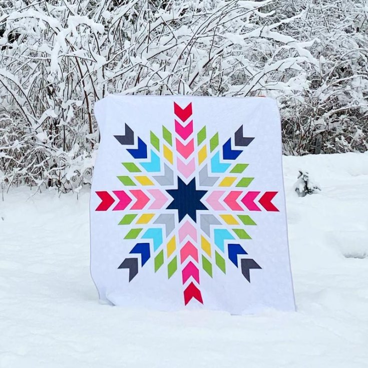 Want to quilt a cozy blanket to bring along to your cabin getaways? Try this beautiful Chevron Snowflake quilt design that is ideal for all quilters. It offers a delightful mix of classic chevron designs and intricate snowflake motifs for only $4.95. Get cozied up by creating this stunning quilt that captures the serene elegance of falling snow. The finished size is 80&rdquo; x 80&rdquo;.
