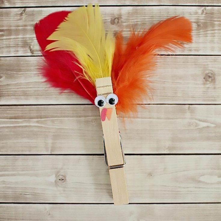 Let your creativity take flight with this craft! The feathers on top of the clothespin add a very natural touch. Whether you're looking to clip it on your laundry or use it for decorative purposes, either way, it's a fun craft for your little ones to try.