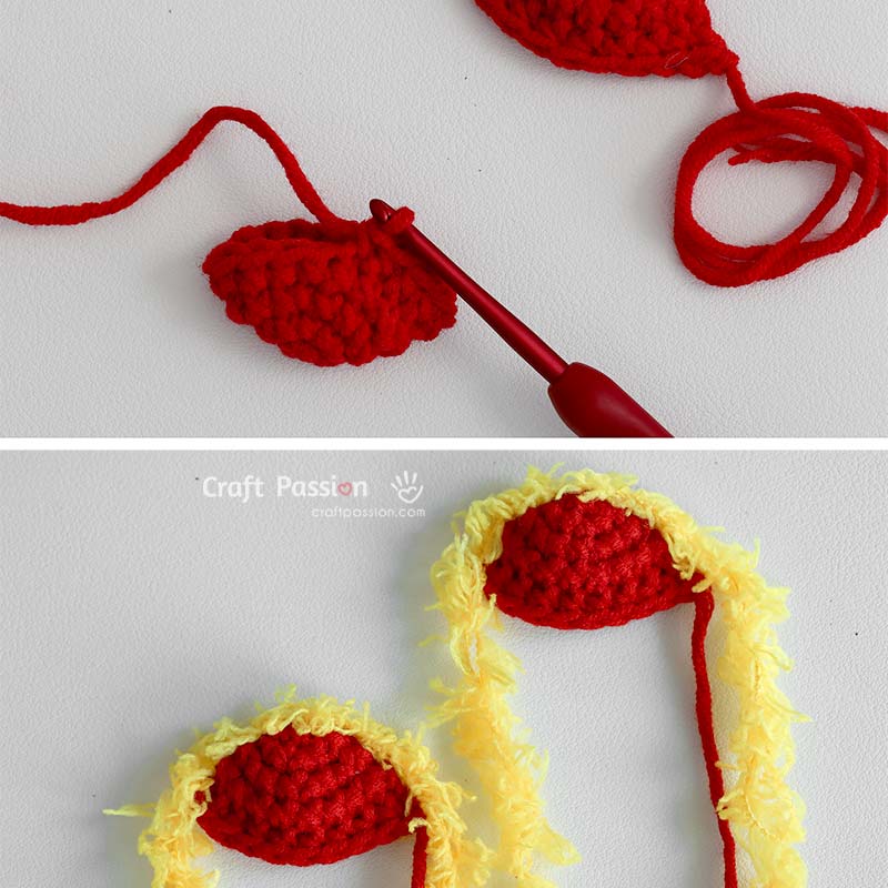 how to crochet lion keychain - crochet the ears