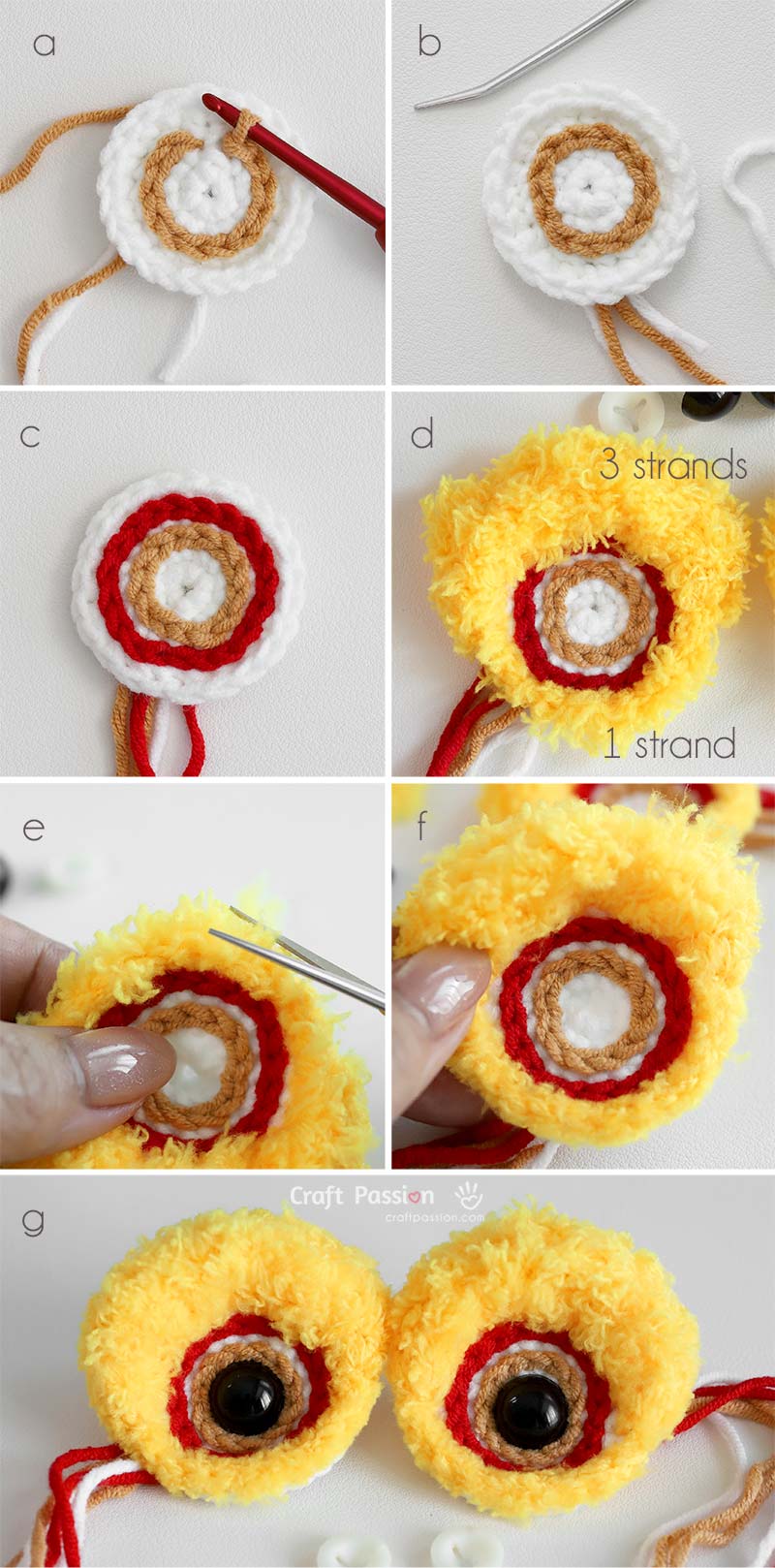 how to crochet lion keychain - crochet the eyes