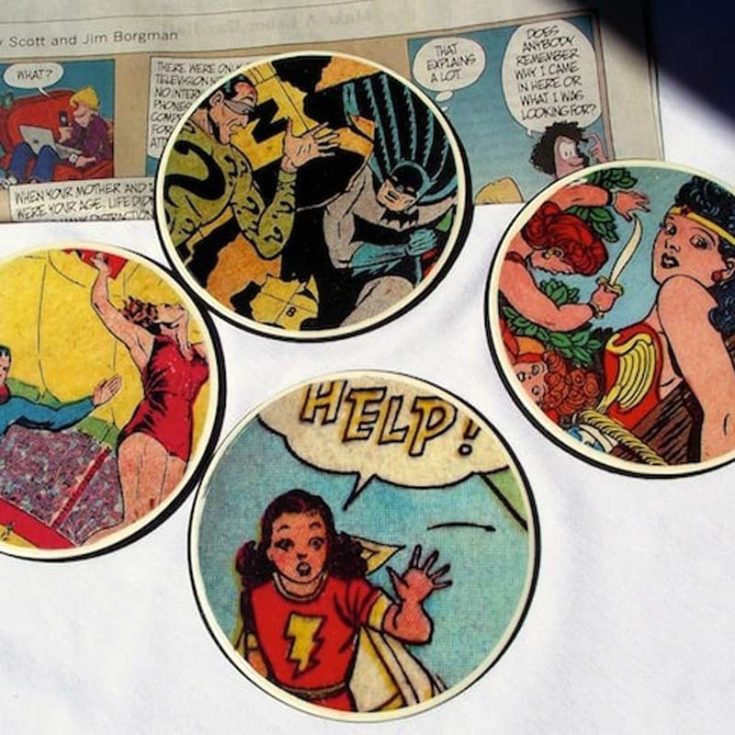Transform pages from comic books into vibrant coasters featuring your favorite superheroes using Mod Podge. Just use laser prints to avoid smudging if you're making copies, and you'll have cool coasters that reflect your favorite comics.