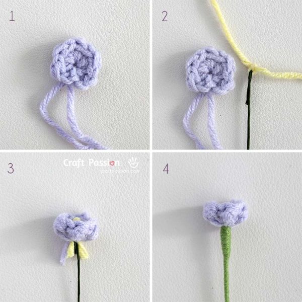 crochet baby breath large flower attaching crochet Baby’s Breath flower to floral wire
