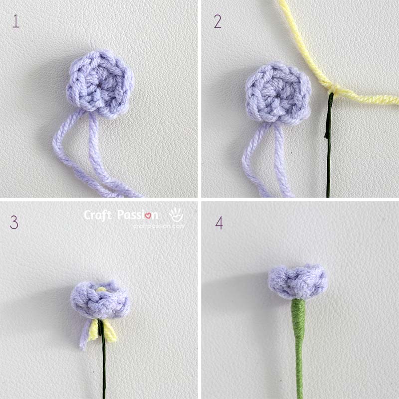 crochet baby breath large flower attaching crochet Baby’s Breath flower to floral wire