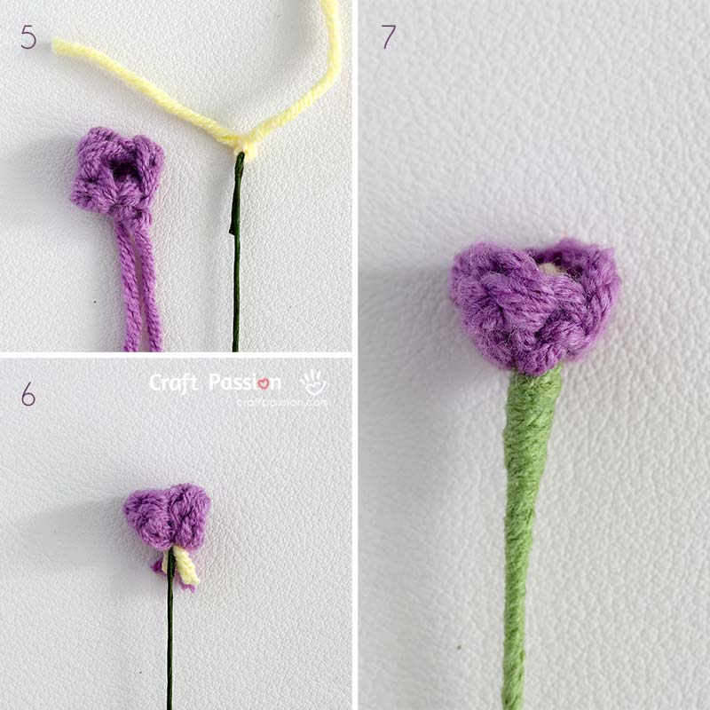 crochet baby breath small flower 2 attaching crochet Baby’s Breath flower to floral wire