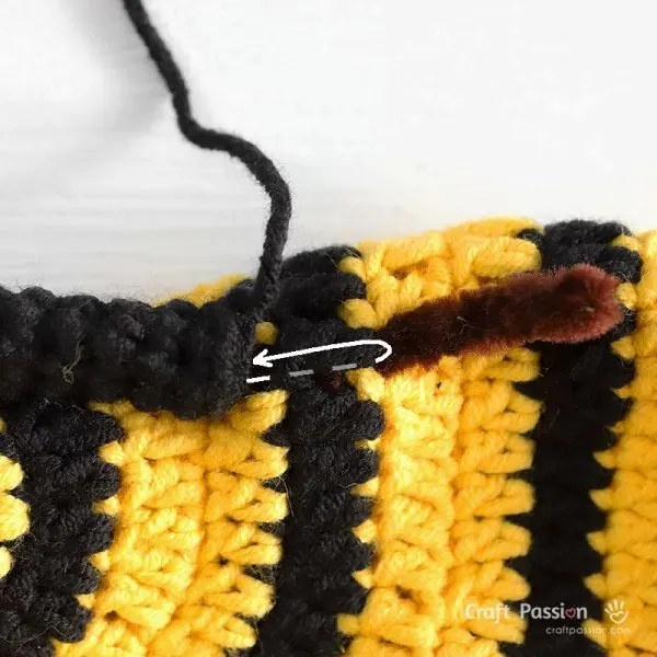 crochet bee hat antennae 2 attach bee antennae with pipe cleaner in it to the crochet hat.