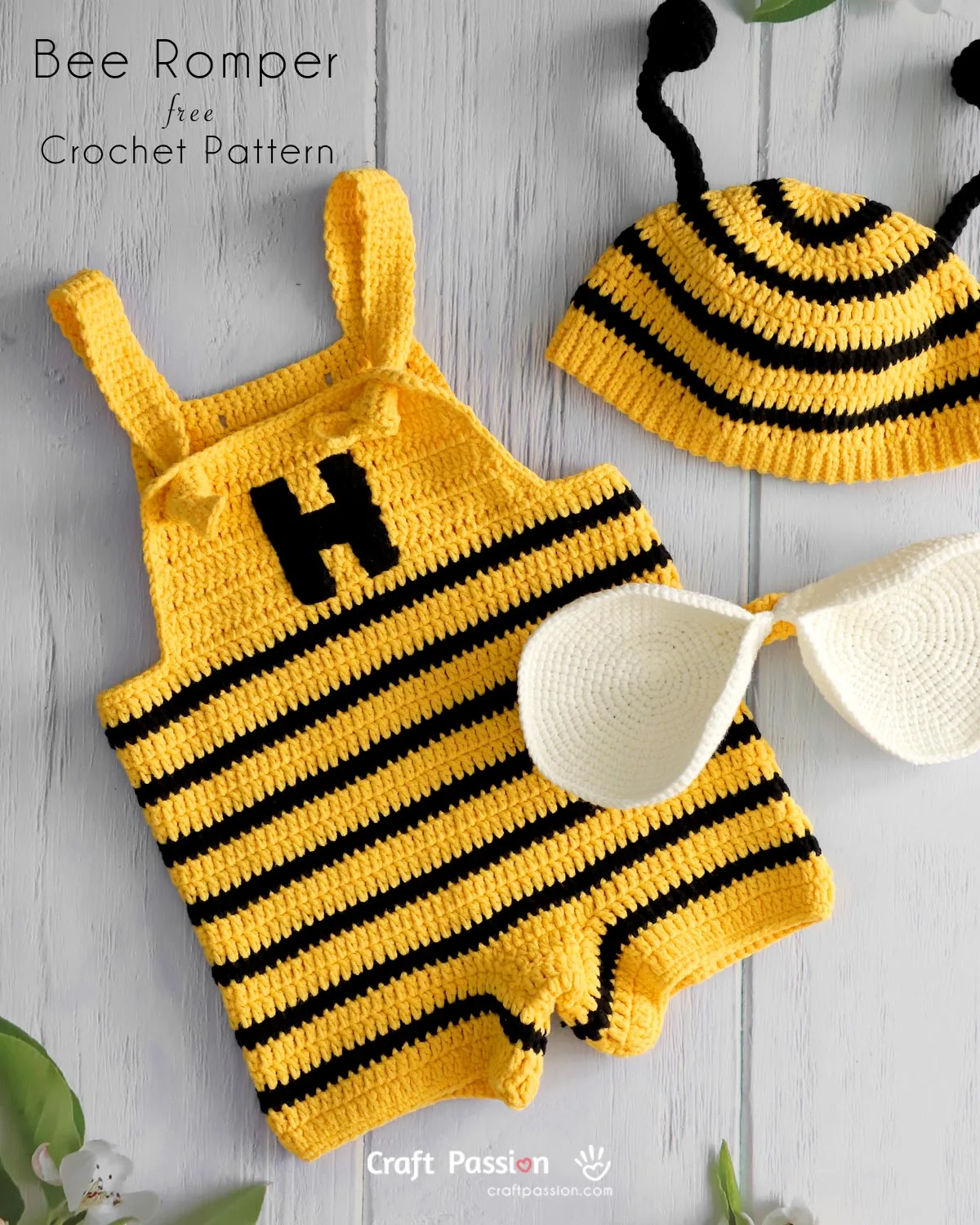 crochet bee romper pattern Adorable bee romper crochet pattern for babies! Free crochet pattern with photo tutorial. Part of the bee costume set with matching hat and wings.