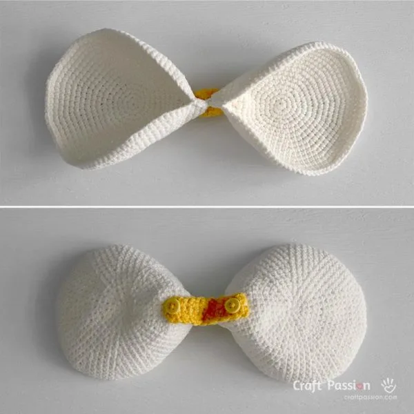 crochet bee wing front and back of the crochet bee wings.
