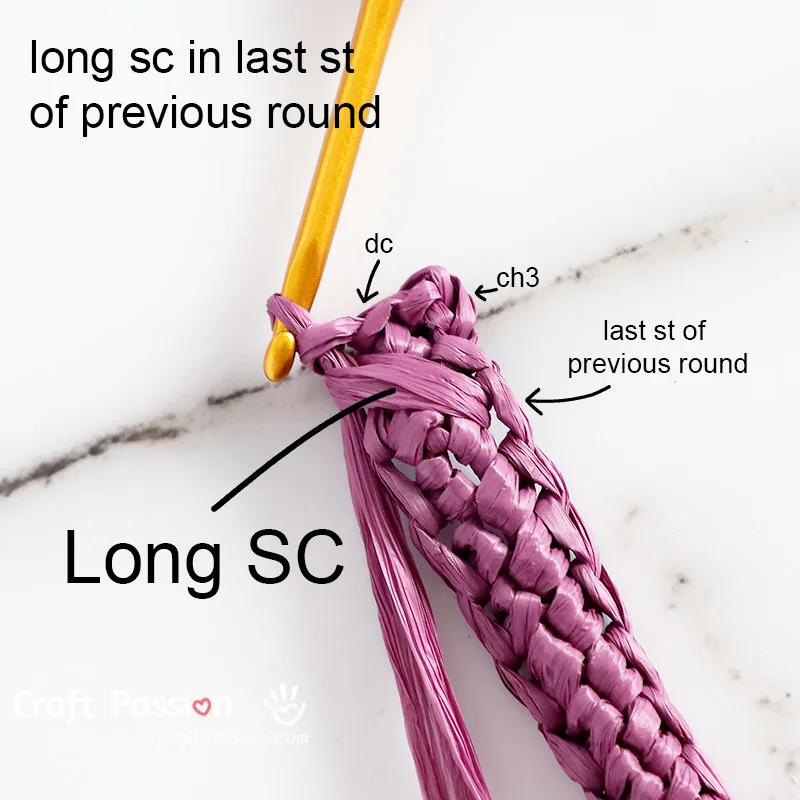 crochet cross stitch 2 how to crochet sk, dc 2, long sc cross-over cable stitch, pic 2/4