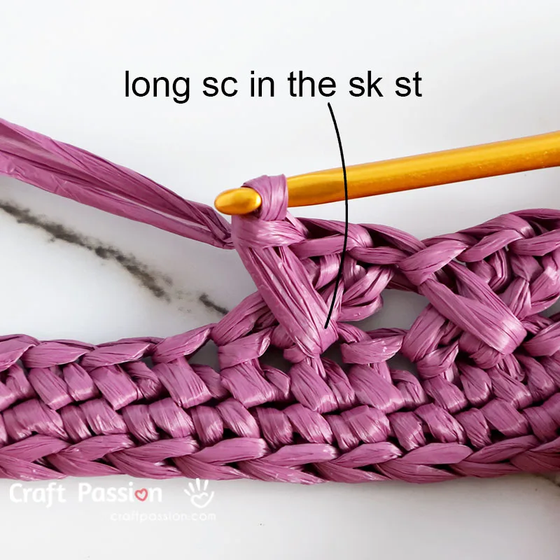crochet cross stitch 4 how to crochet sk, dc 2, long sc cross-over cable stitch, pic 4/4