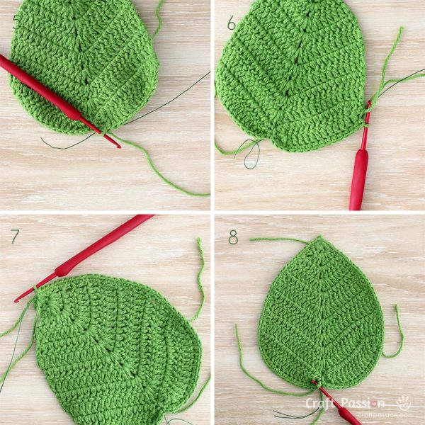 crochet leaf cordate 2 How to crochet wired edging around a leaf