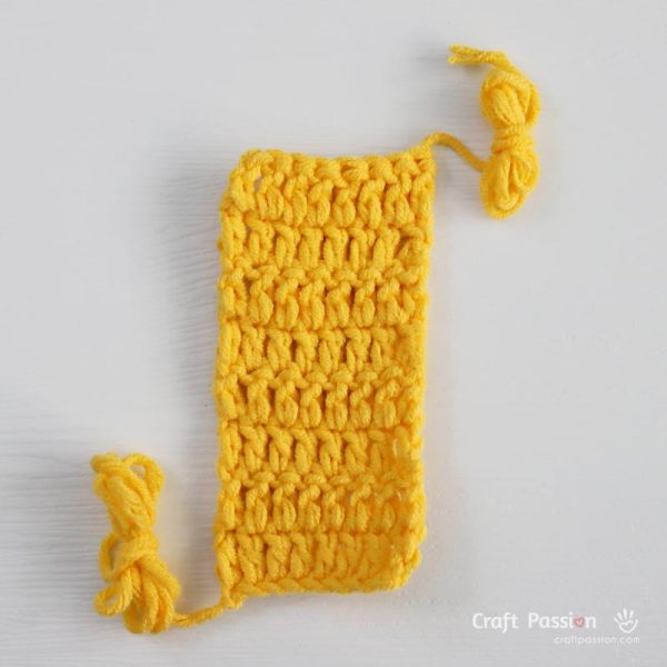 crochet crotch piece for a bee romper.