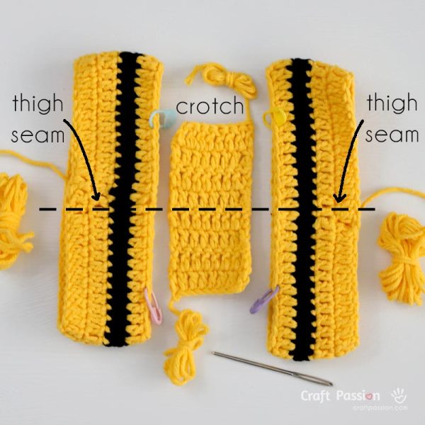 how to join crotch to leg piece for a bee romper.