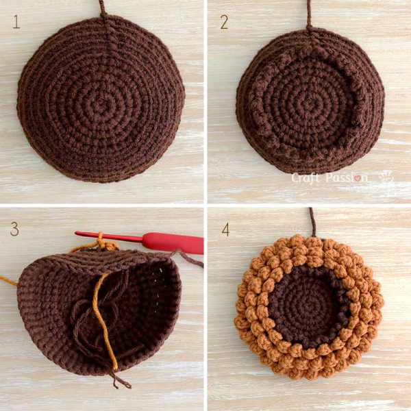 crochet sunflower stamen How to crochet a sunflower center disk with textured seed rings step by step