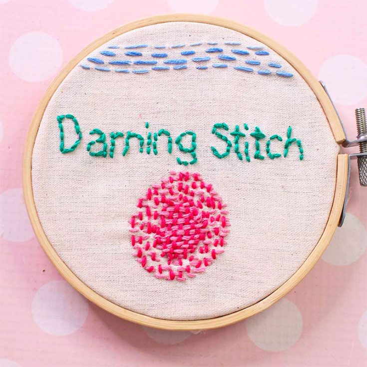 The darning stitch is incredibly useful for repairing holes and rips. However it can also be used as a decorative stitch in embroidery sewing.