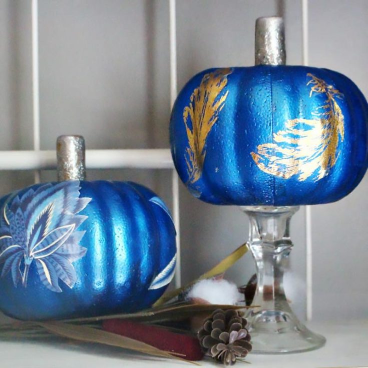 Instead of painting pumpkins this year, how about decoupaging them into stylistic designs? It&rsquo;s low effort, doesn&rsquo;t break the bank, and you can customize the designs however you&rsquo;d like.