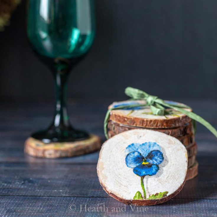 Wood slices make for unique and charming coasters, and with the magic of decoupaging using decorative napkins and Mod Podge, these wooden beauties are instantly transformed. Wouldn't they make the most delightful party favors or thoughtful gifts for your friends?