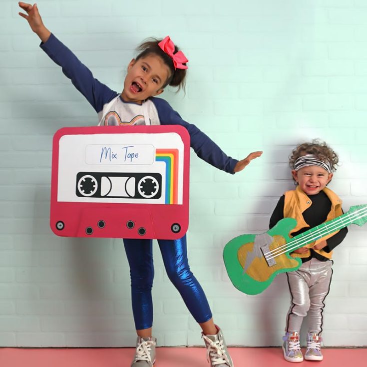 Time to rock the night away! Groove back into the 80s with this simple costume for your kids to don on. Watch your kids air guitar through Halloween night with some rock and roll!