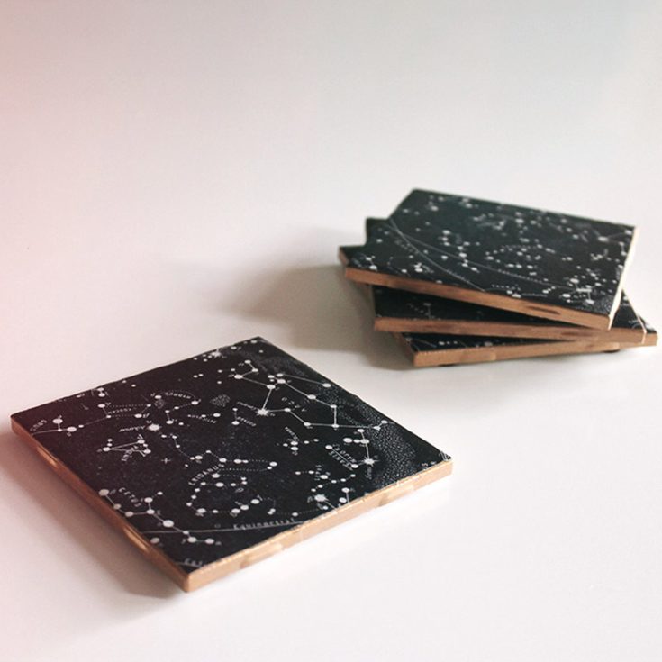 These constellation coasters bring a touch of the night sky into your home. These celestial crafts make a thoughtful and unique gift by incorporating your loved ones' star sign constellation into each coaster.