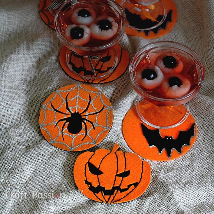 Learn to make these adorable and spooky coasters for the upcoming holiday season! It's so easy to make; all you need are felt coasters, paint, and embroidery floss. This festive coaster is perfect for those parties, protecting them from any spooky spillage!