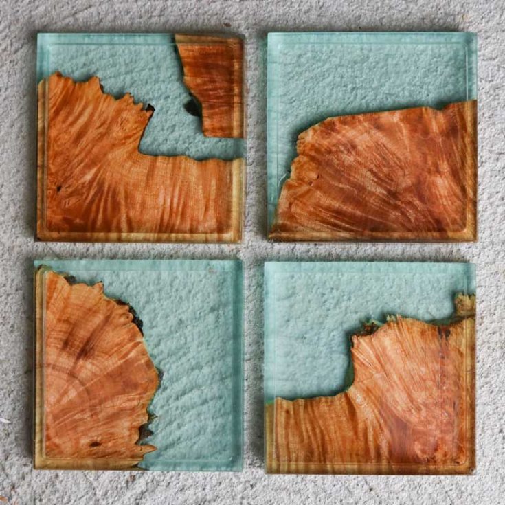 These resin and wood coasters are indeed a unique addition to any home. Combining natural wood and glossy resin creates a stunning, one-of-a-kind, rustic, modern look.