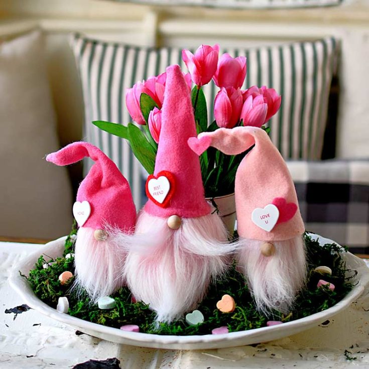 These sweet DIY Valentine gnomes are perfect for adding a little love to your decor! With their pink hats, fluffy beards, and heart embellishments, they're an adorable project that's easy to make and easy to love.