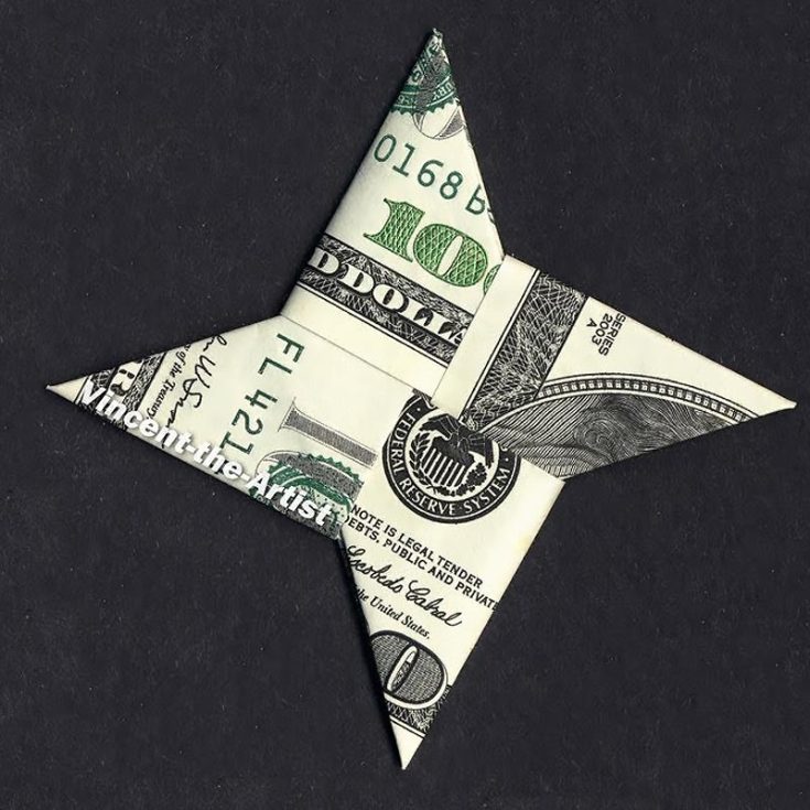 Not to worry, we have something prepared for the young boys as well! This money origami shuriken will surely catch their attention. Turn into the coolest adult in their eyes with this dollar bill shuriken!