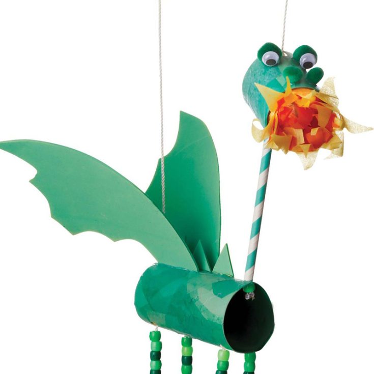 Take a look at this awesome fire-breathing dragon marionette crafted out of cardboard tube! This would be perfect for a fun crafting session, especially for kids who love imaginative play.