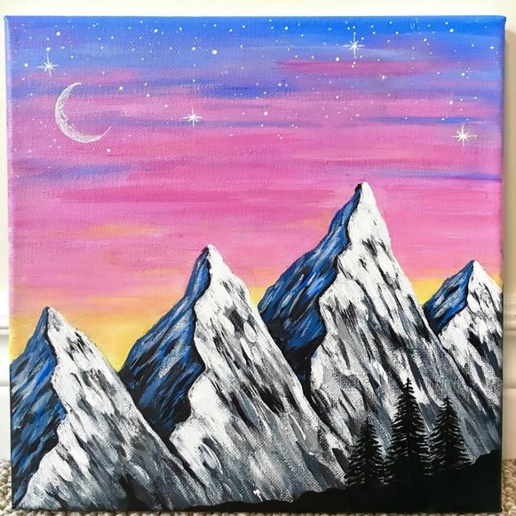 Woosh! Feel the tall, majestic Mountain Painting. If you have dreams of climbing mountains and hills, this is your time as they come alive. Those tall, sharp peaks will surely bring some realism!