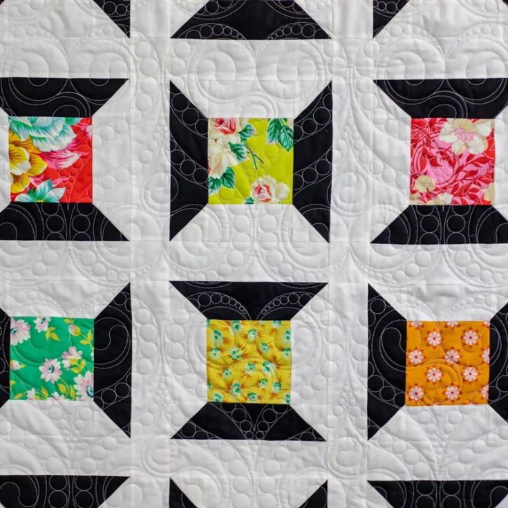 If you&rsquo;re looking for a HST quilt pattern that uses pre-cut charm squares, this one is right up your alley! This 71&rdquo; x 71&rdquo; quilt is a fast-sew project, and it&rsquo;s beginner-friendly, too. It&rsquo;s made out of 114 half square triangle quilt blocks and 36 squares of fabric.