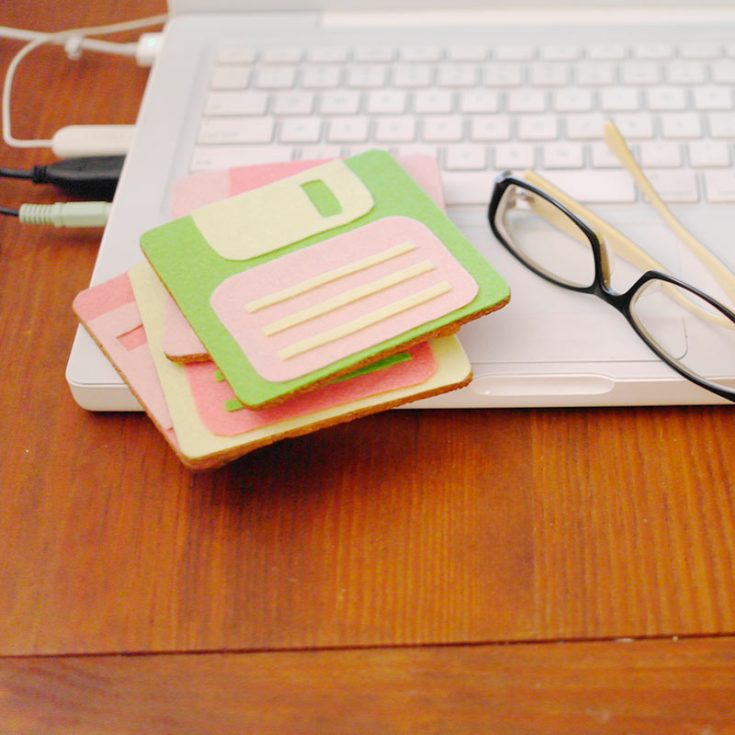 These retro DIY coasters shaped like floppy disks are perfect for adding a touch of vintage tech to your d&eacute;cor. They also make a great conversation starter and a fun nod to the tech of yesteryear.